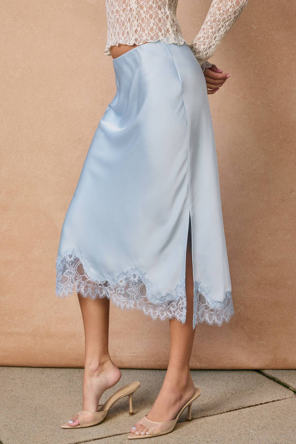 Blue Satin Skirt