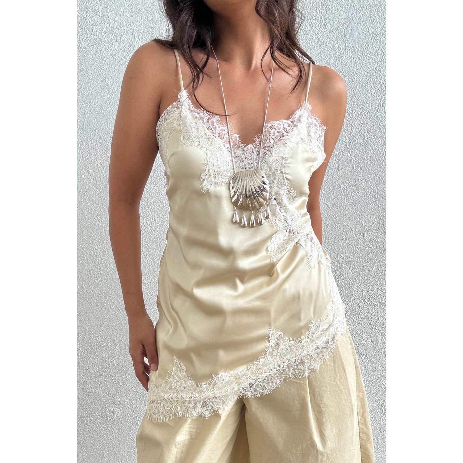 Satin Lace Asymmetric Camisole