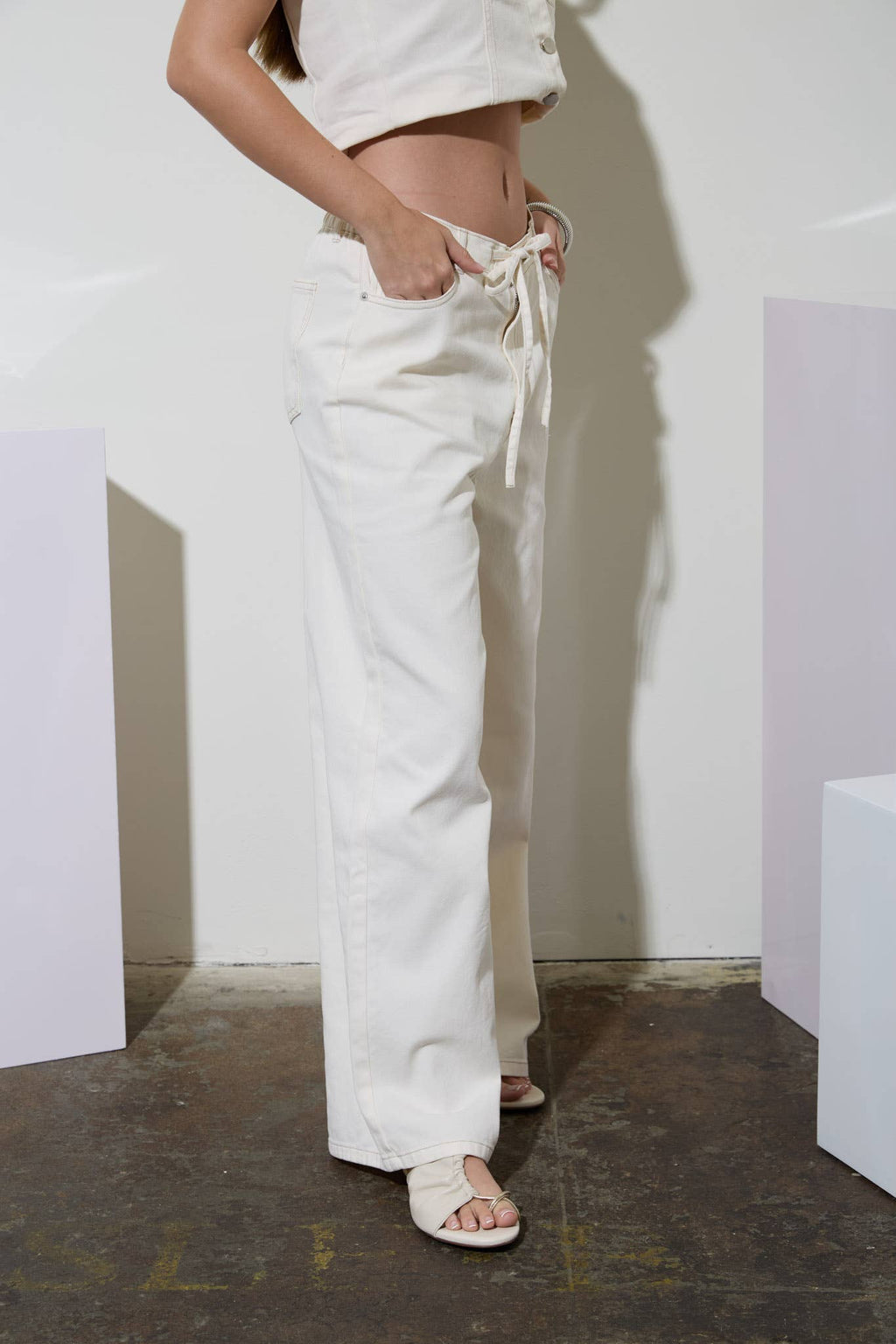 DRAWSTRING DENIM PANTS