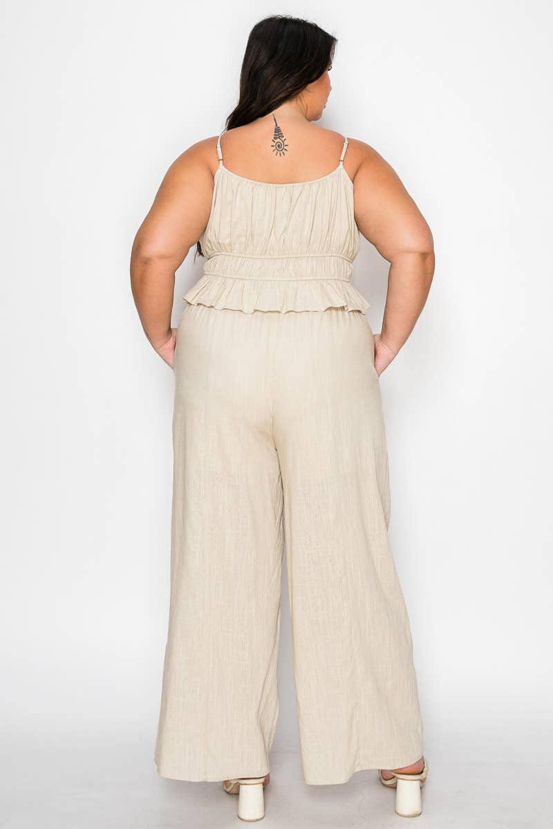 Plus Size Tiered Cami & Wide-Leg Pant Set