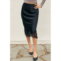 Satin Lace Hem Pencil Skirt