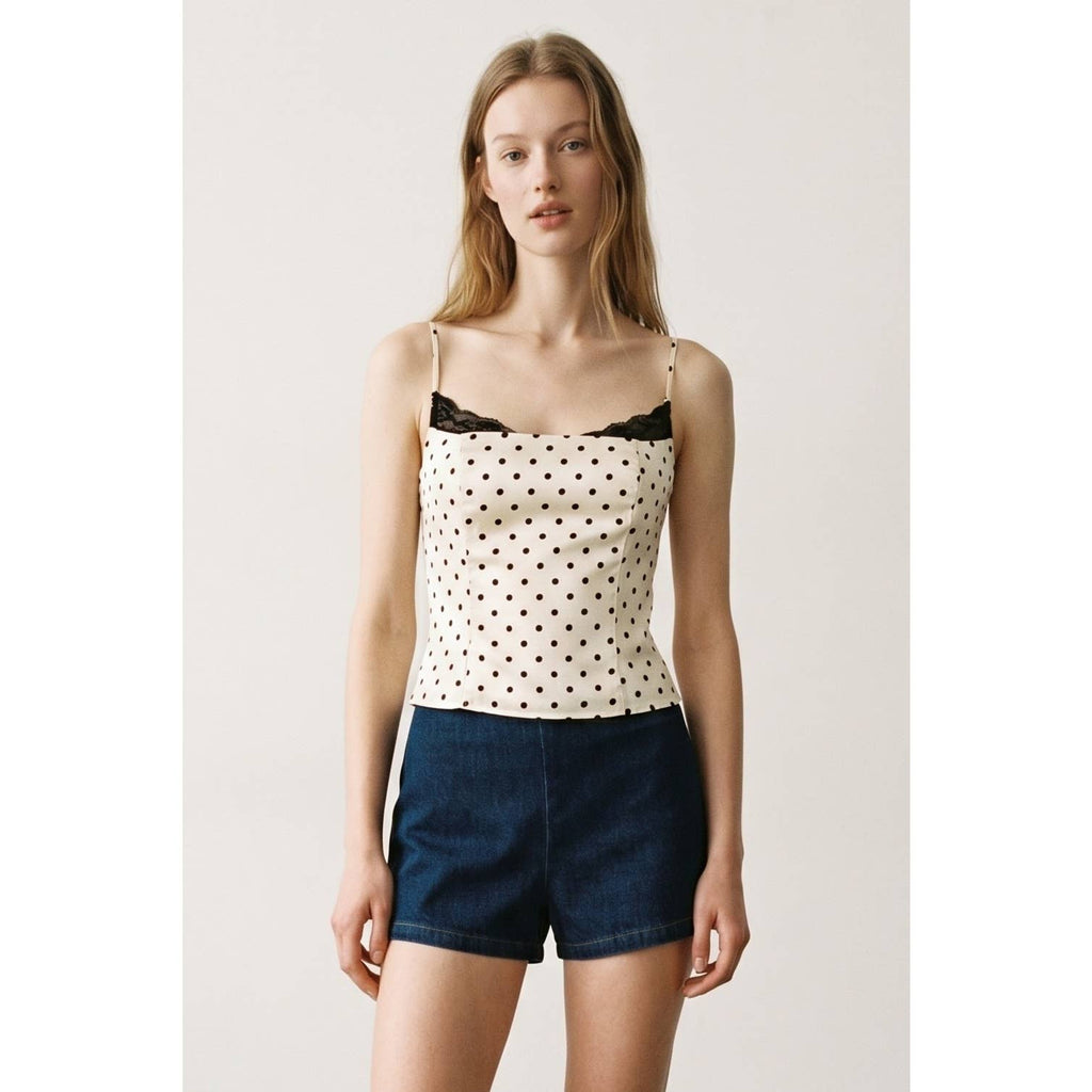 Polka Satin Corset Lace Top