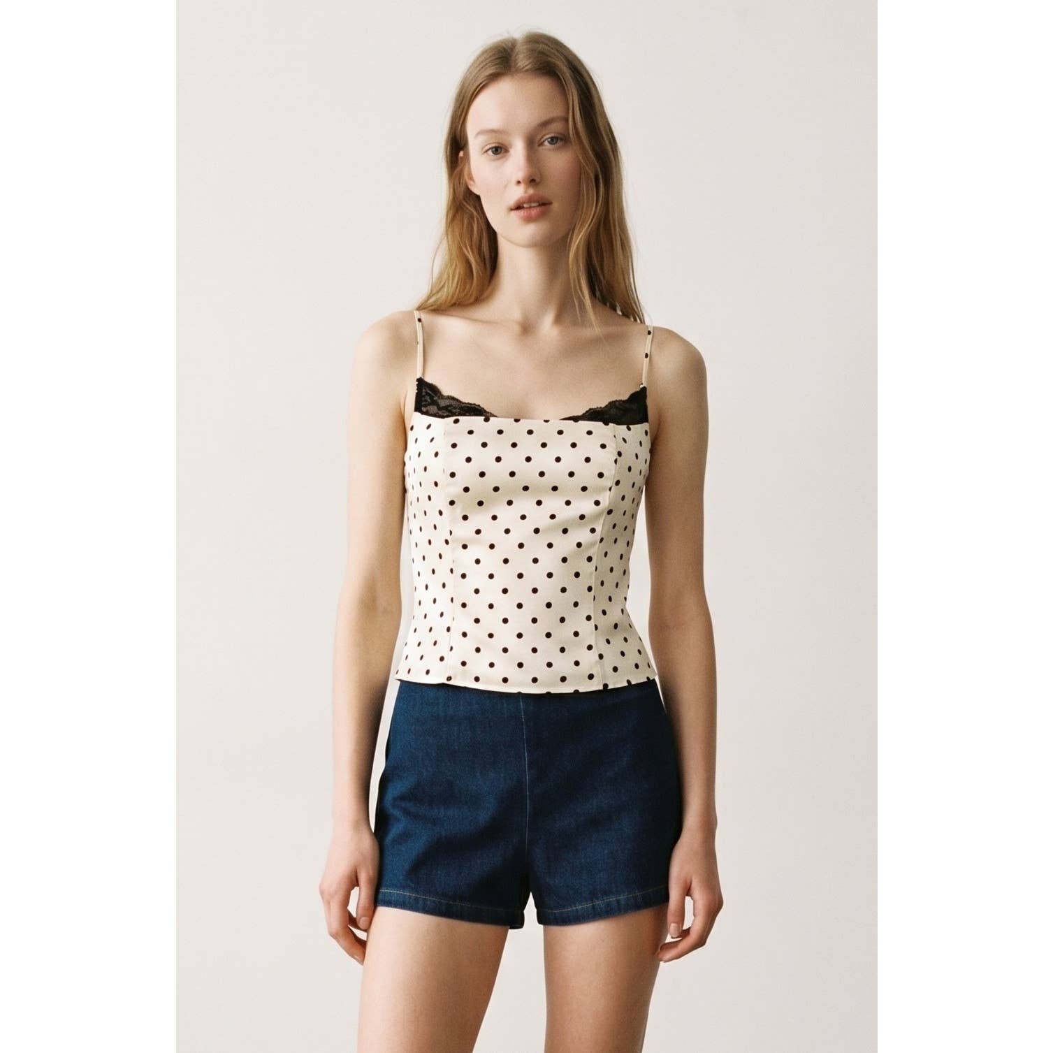 Polka Satin Corset Lace Top