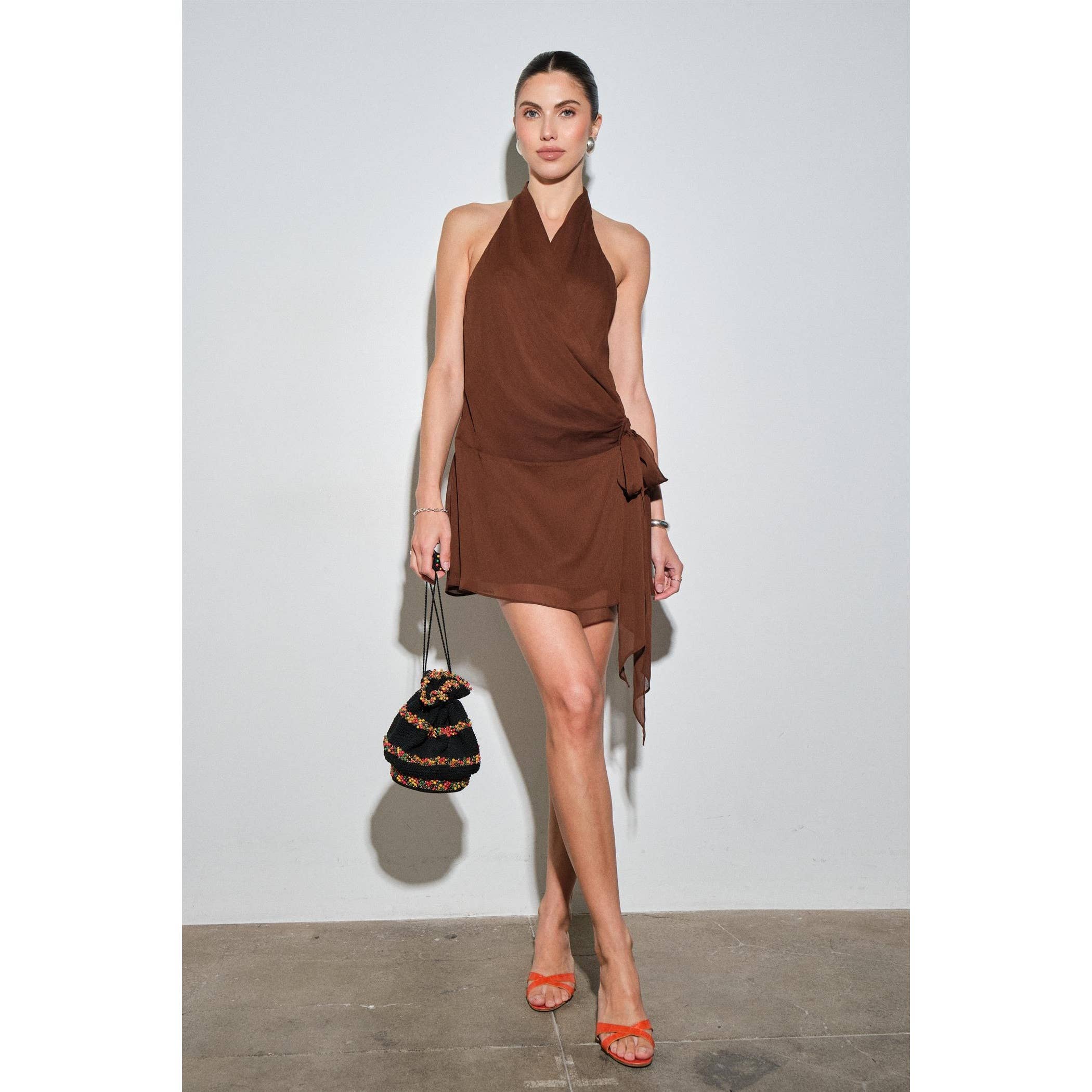 Chiffon Draped Mini Dress