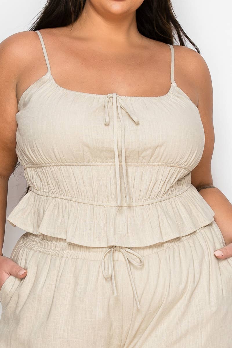Plus Size Tiered Cami & Wide-Leg Pant Set