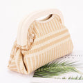Faux Straw Wood Frame Handle Bag