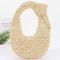 Handmade Faux Straw Pearl Hobo Bag
