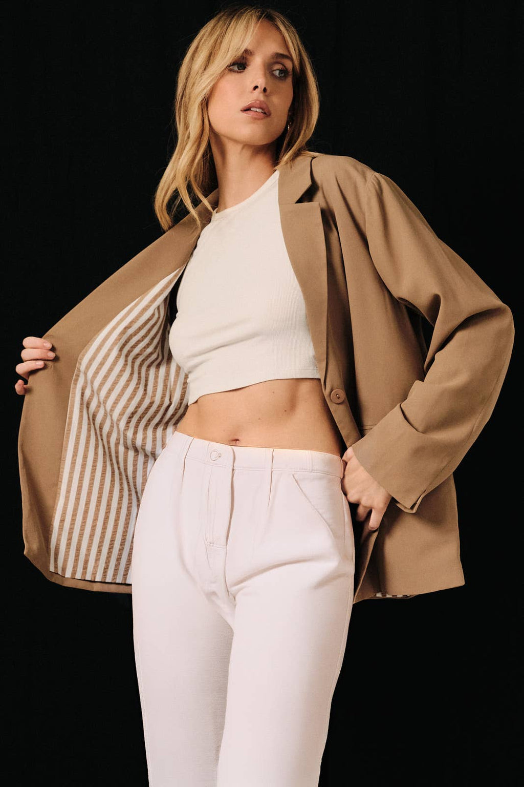 STRIPE LINNED BLAZER