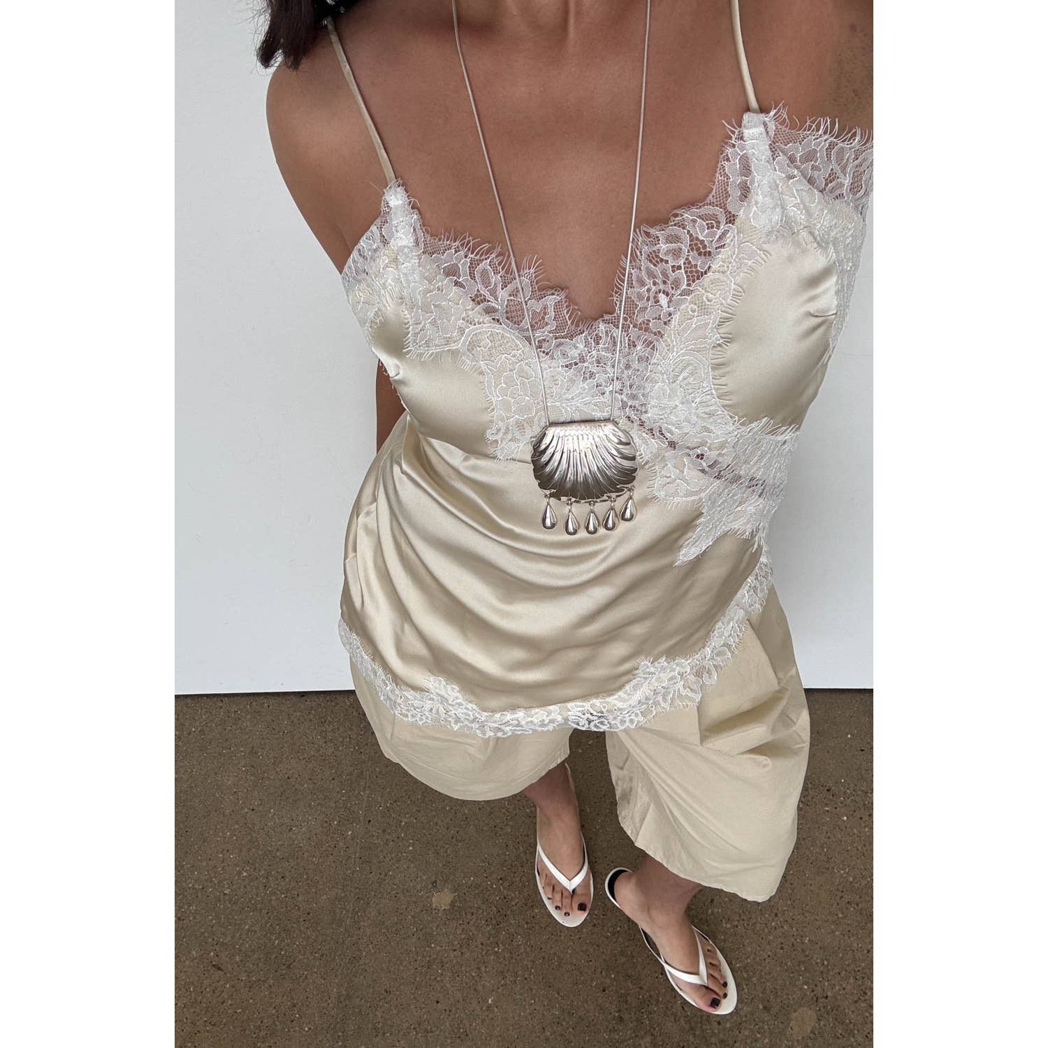 Satin Lace Asymmetric Camisole