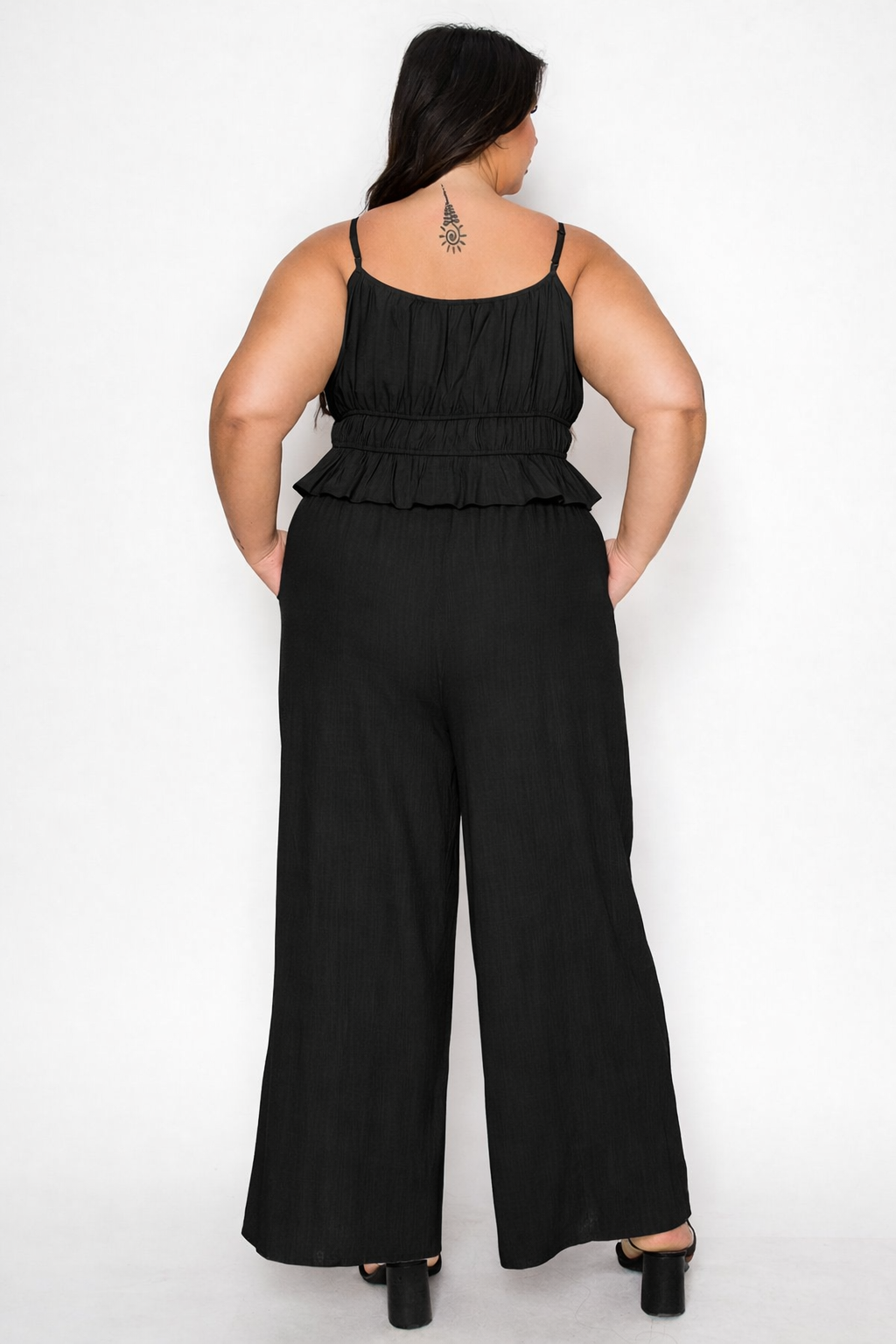 Plus Size Tiered Cami & Wide-Leg Pant Set