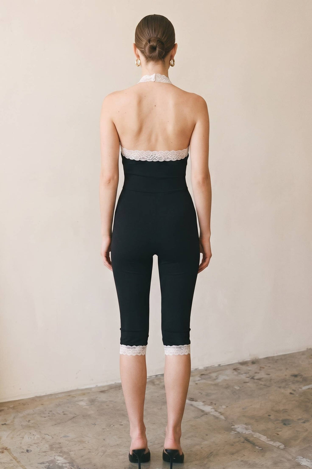 Lace V Neck Capri Jumpsuit