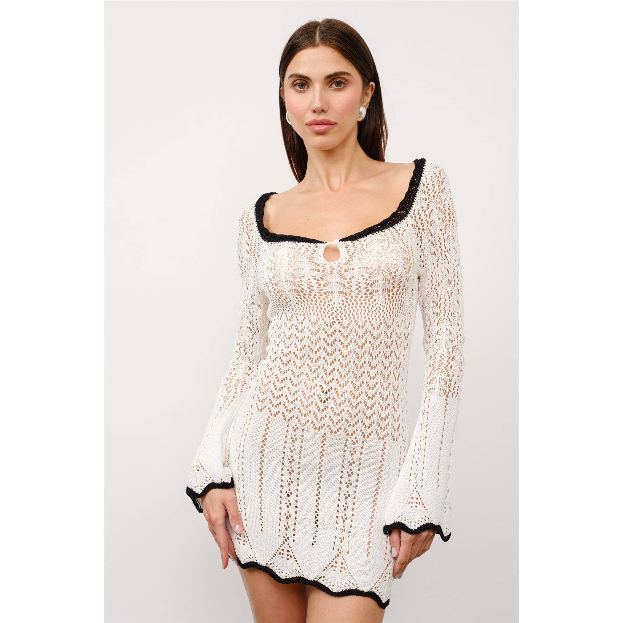 Seraphina Crochet Contrast Mini Dress