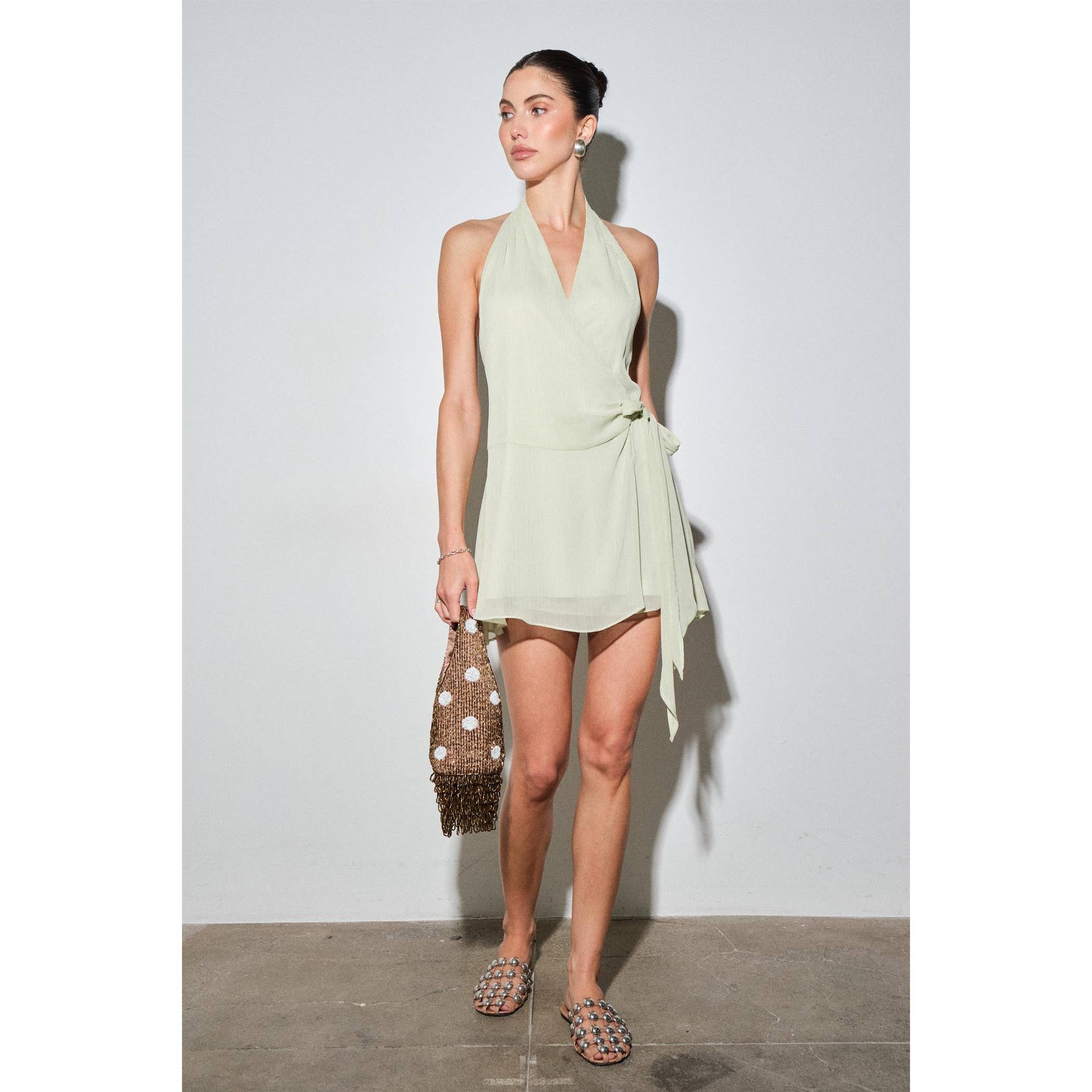 Chiffon Draped Mini Dress
