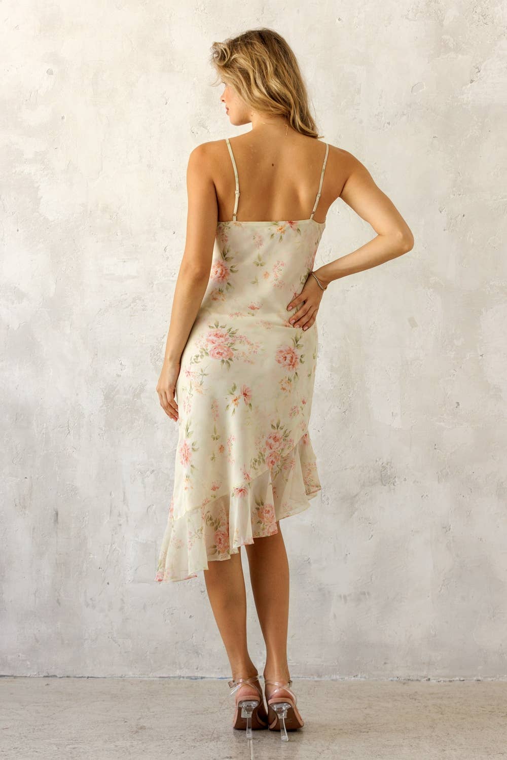 Sweet Cream Floral Midi Dres