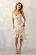 Sweet Cream Floral Midi Dres