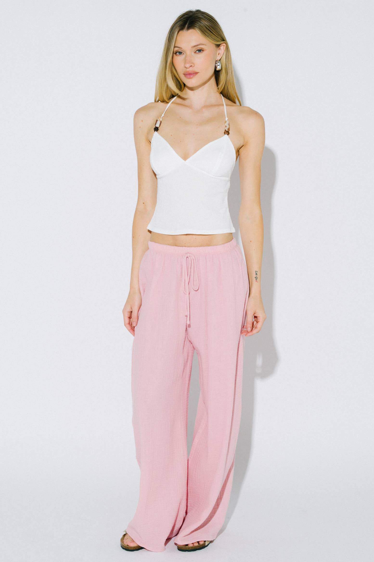 Strawberry Cloud Palazzo Pants – Pink & White 🍓
