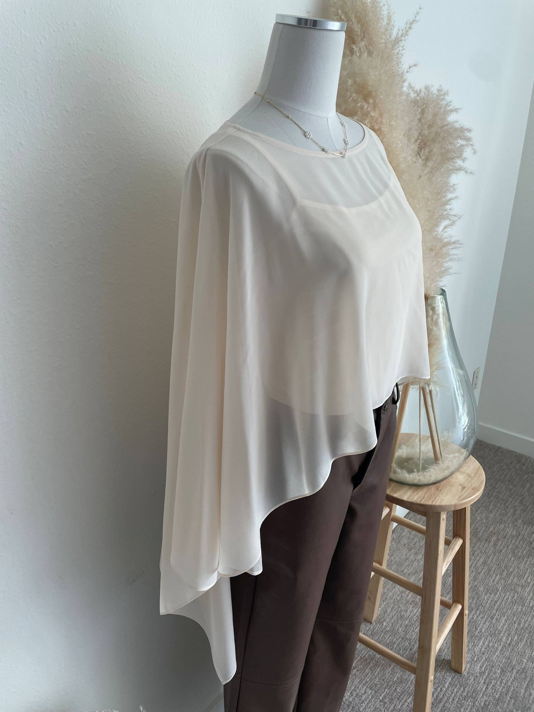 CHIFFON SHEER PONCHO AND CAMI SET