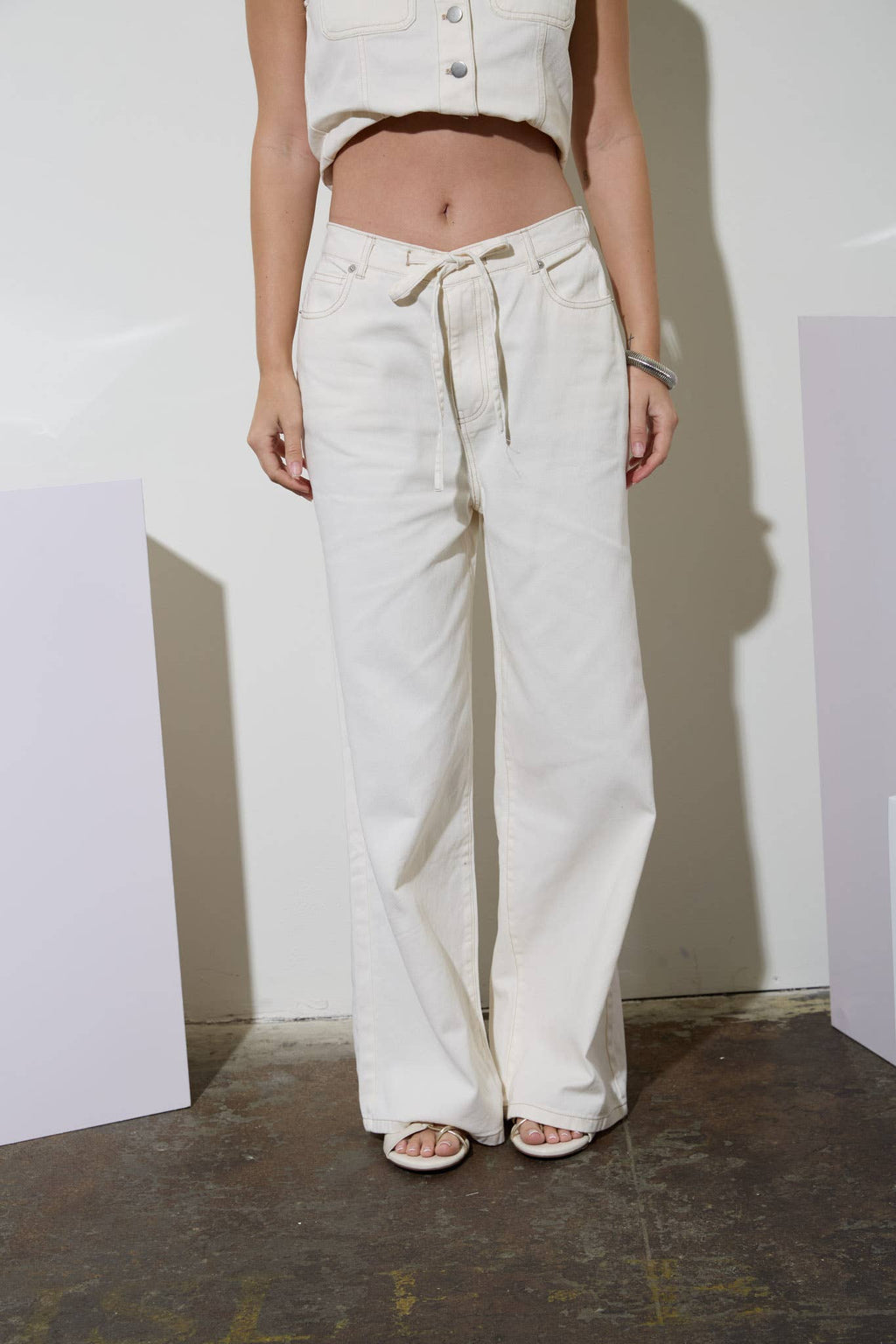 DRAWSTRING DENIM PANTS