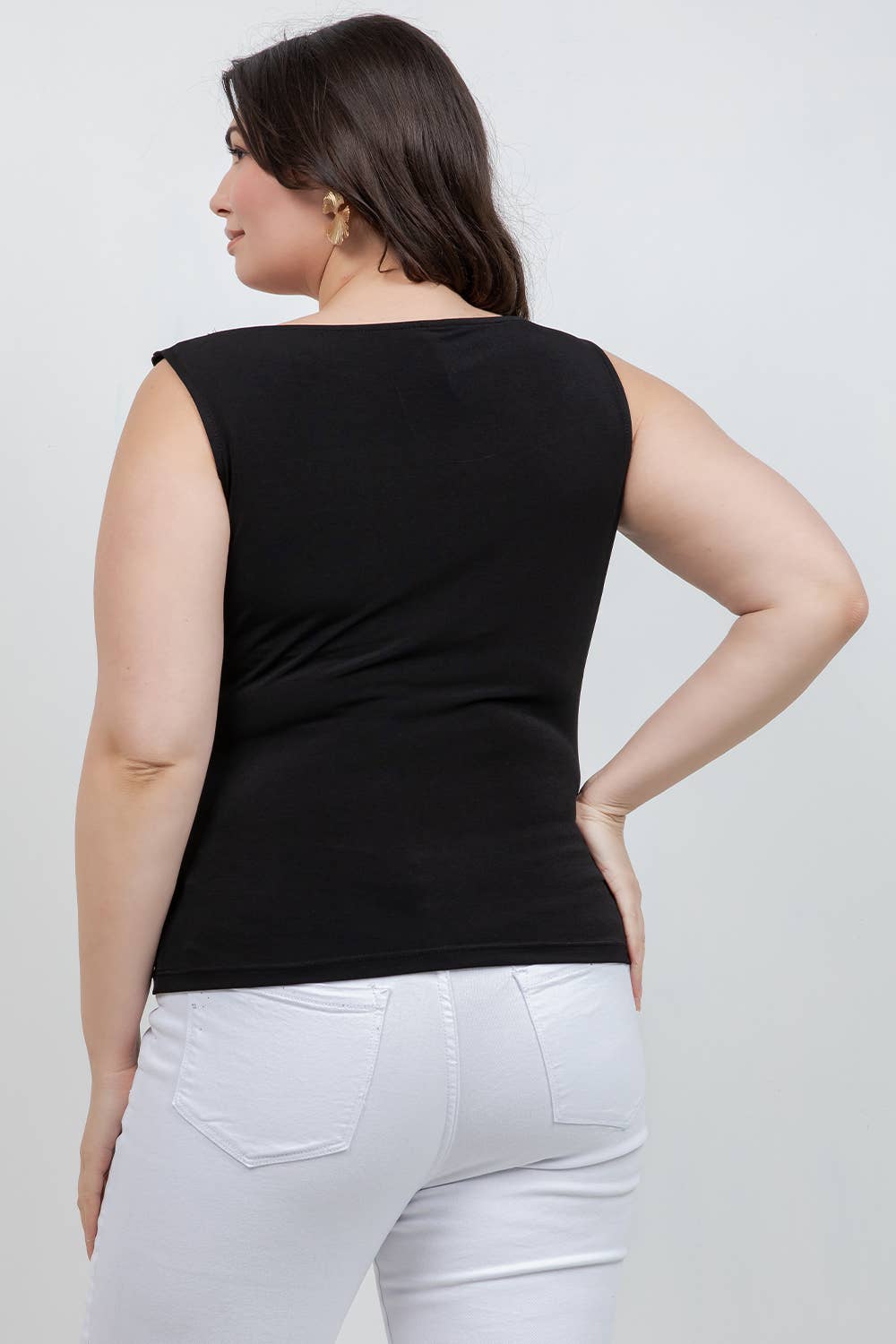 Plus Size One-Shoulder Hardware Detail Top JK19117-T