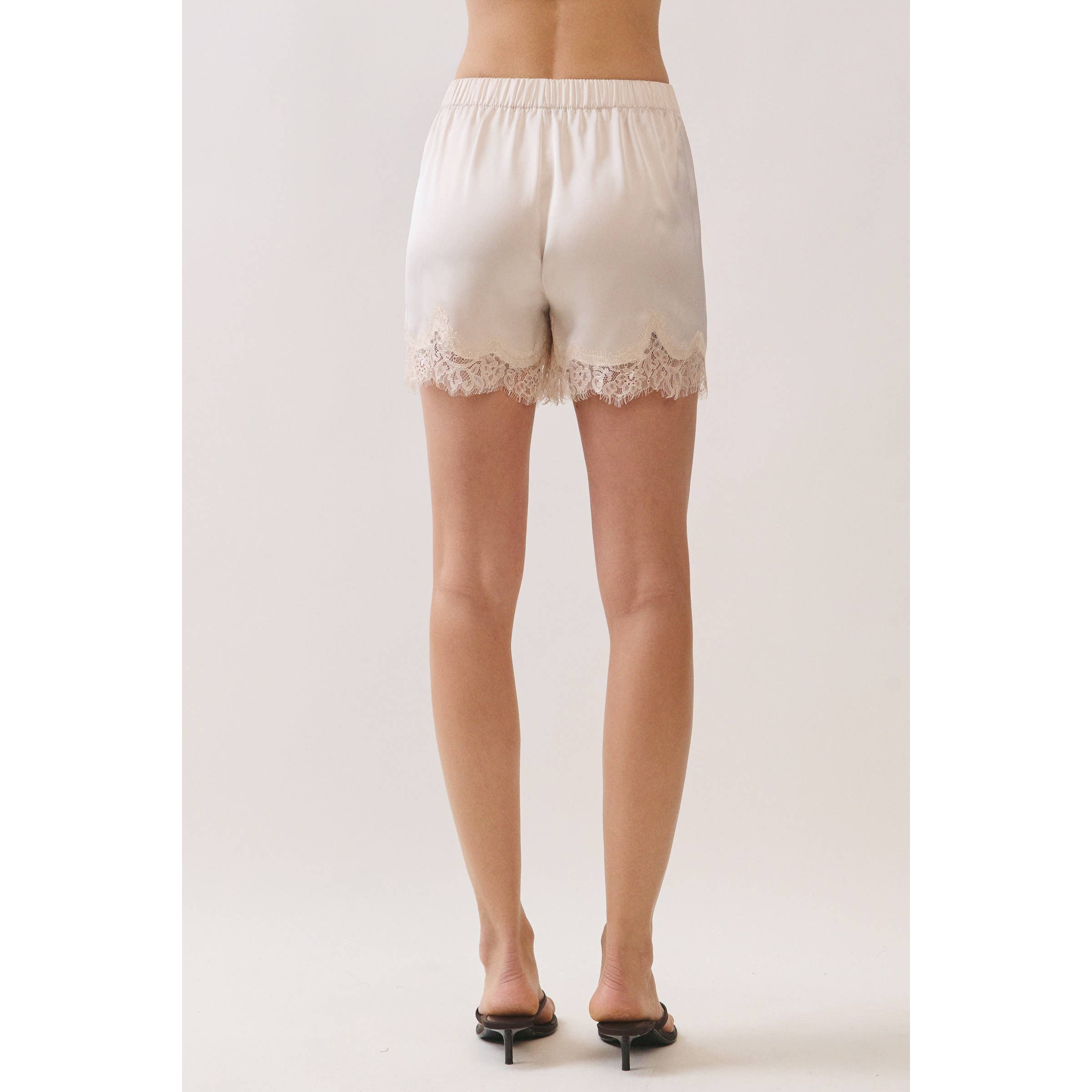 Satin Lace Trim Lounge Shorts