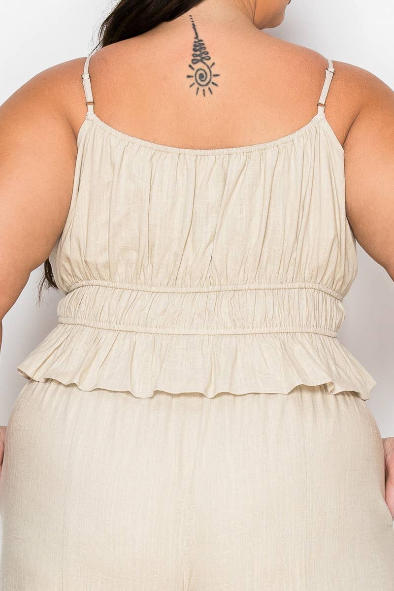Plus Size Tiered Cami & Wide-Leg Pant Set