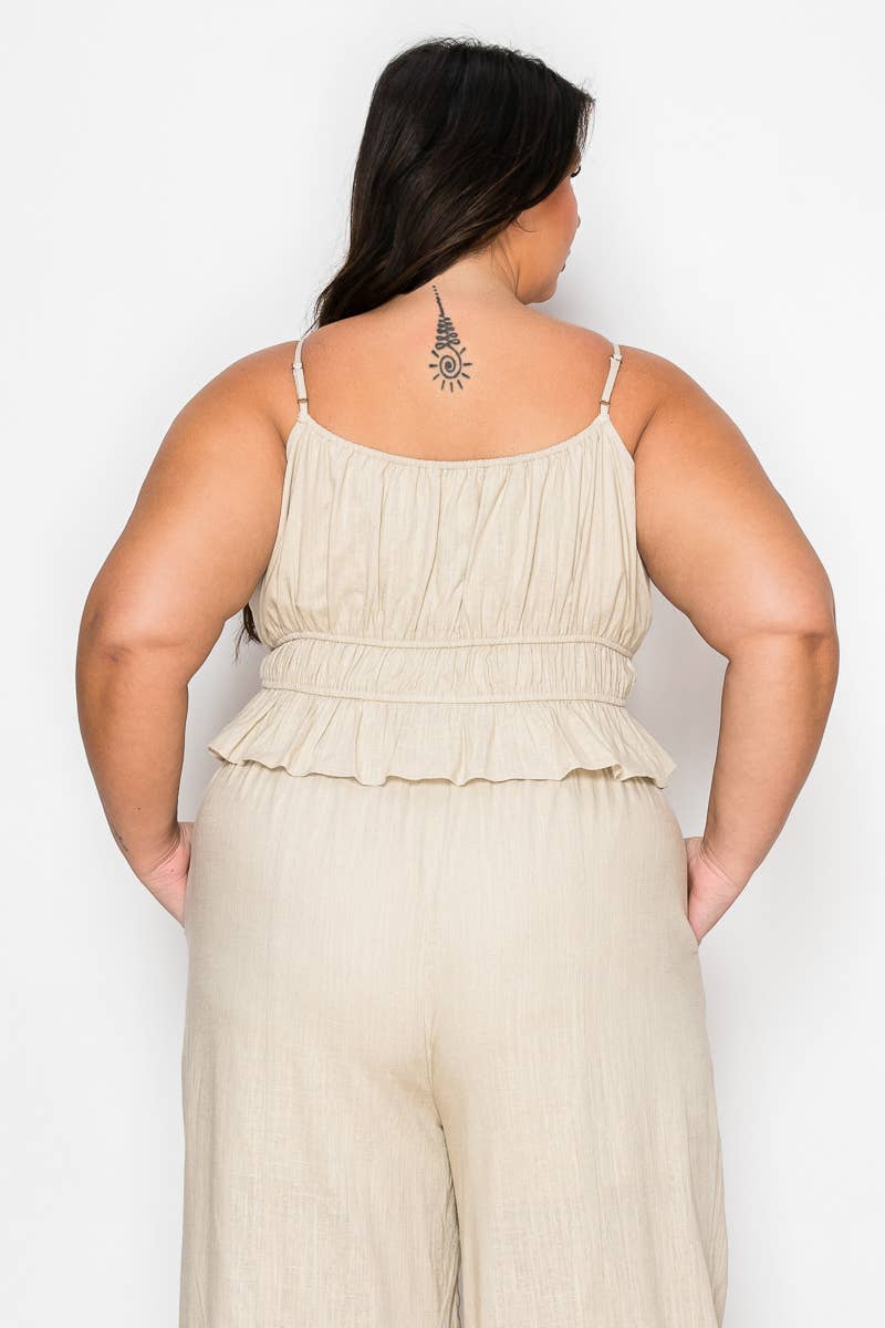 Plus Size Tiered Cami & Wide-Leg Pant Set