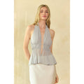Halter Neck Chiffon Top with Gathered Waist