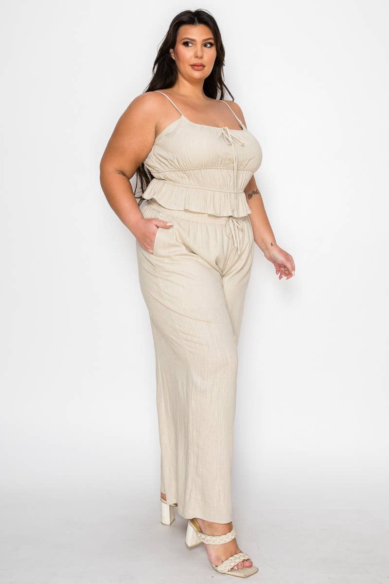 Plus Size Tiered Cami & Wide-Leg Pant Set