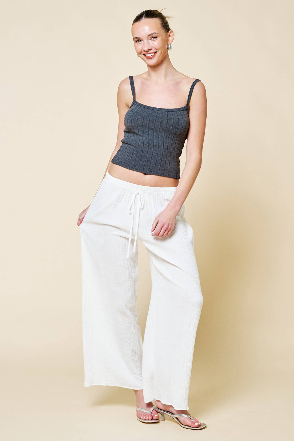 Strawberry Cloud Palazzo Pants – Pink & White 🍓