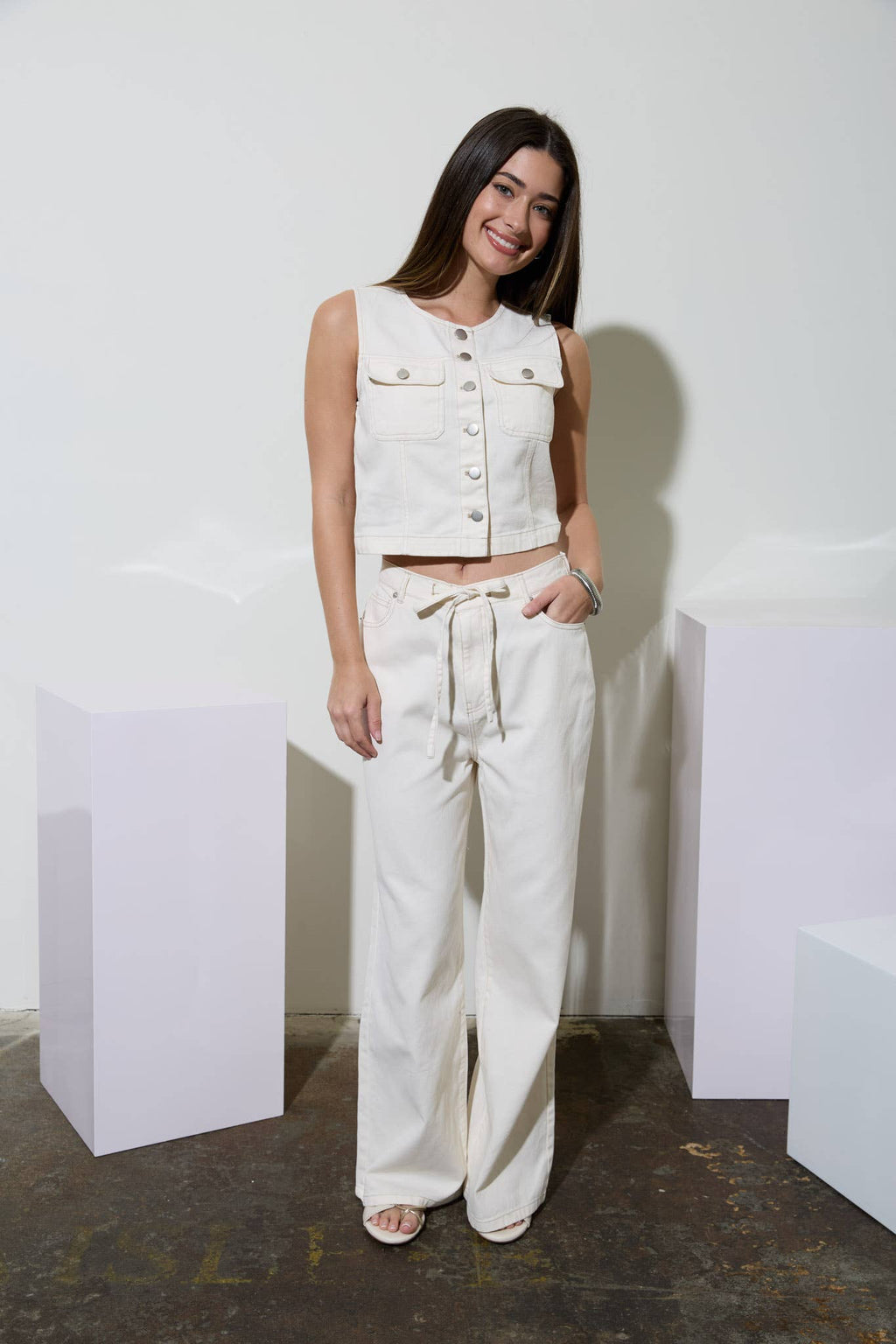 DRAWSTRING DENIM PANTS