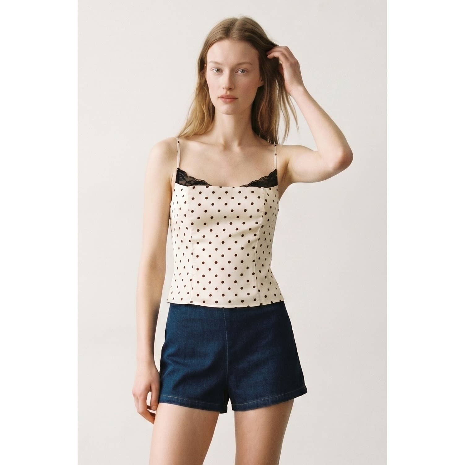 Polka Satin Corset Lace Top