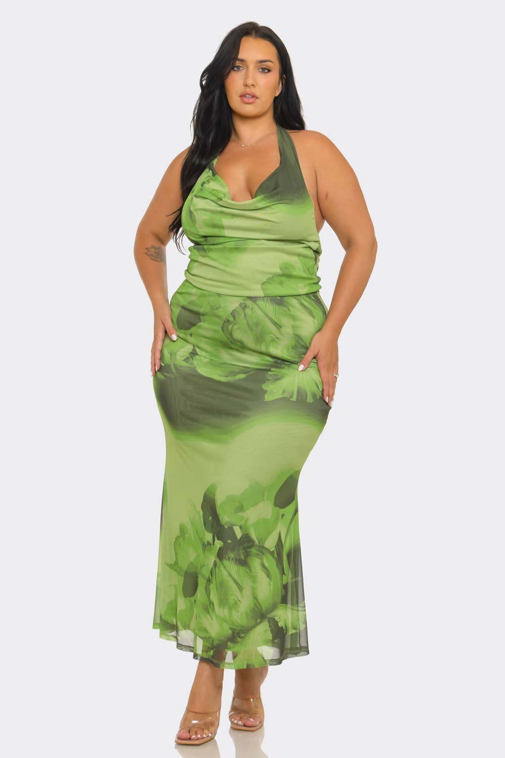 Plus Size Floral Skirt Set