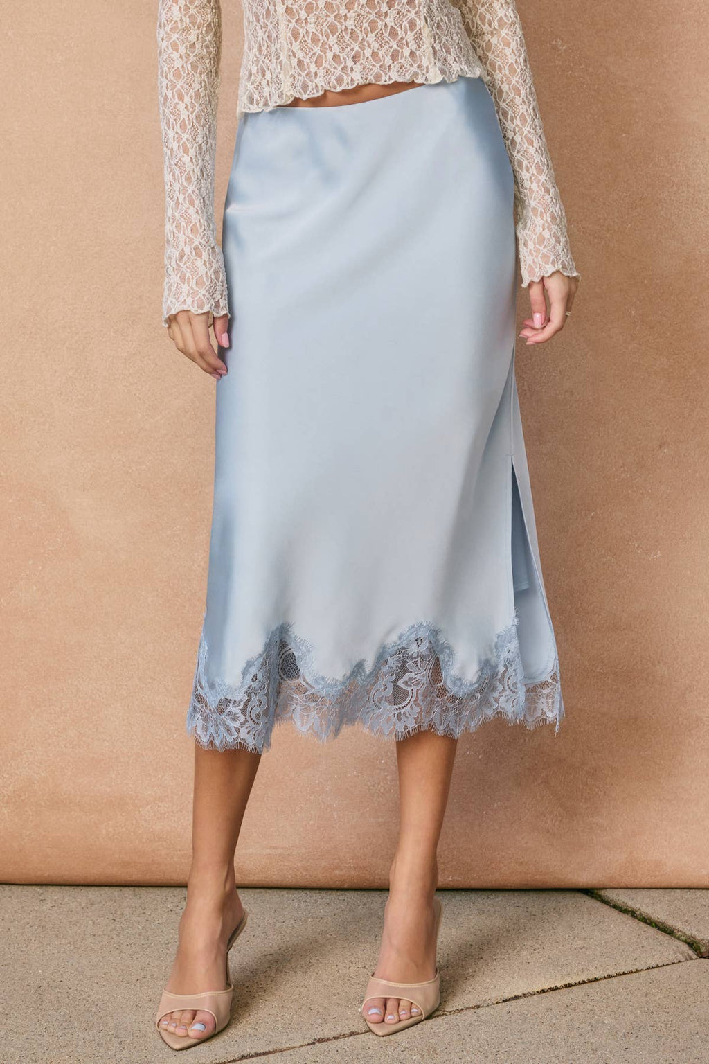 Blue Satin Skirt