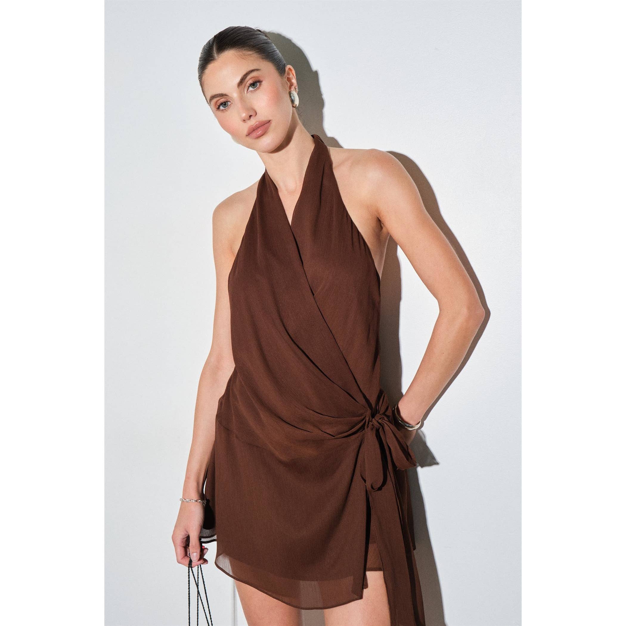 Chiffon Draped Mini Dress