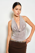 JIN BUTTON HALTER TOP