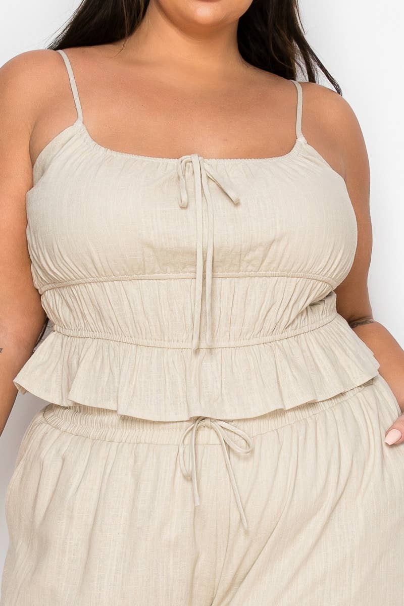 Plus Size Tiered Cami & Wide-Leg Pant Set