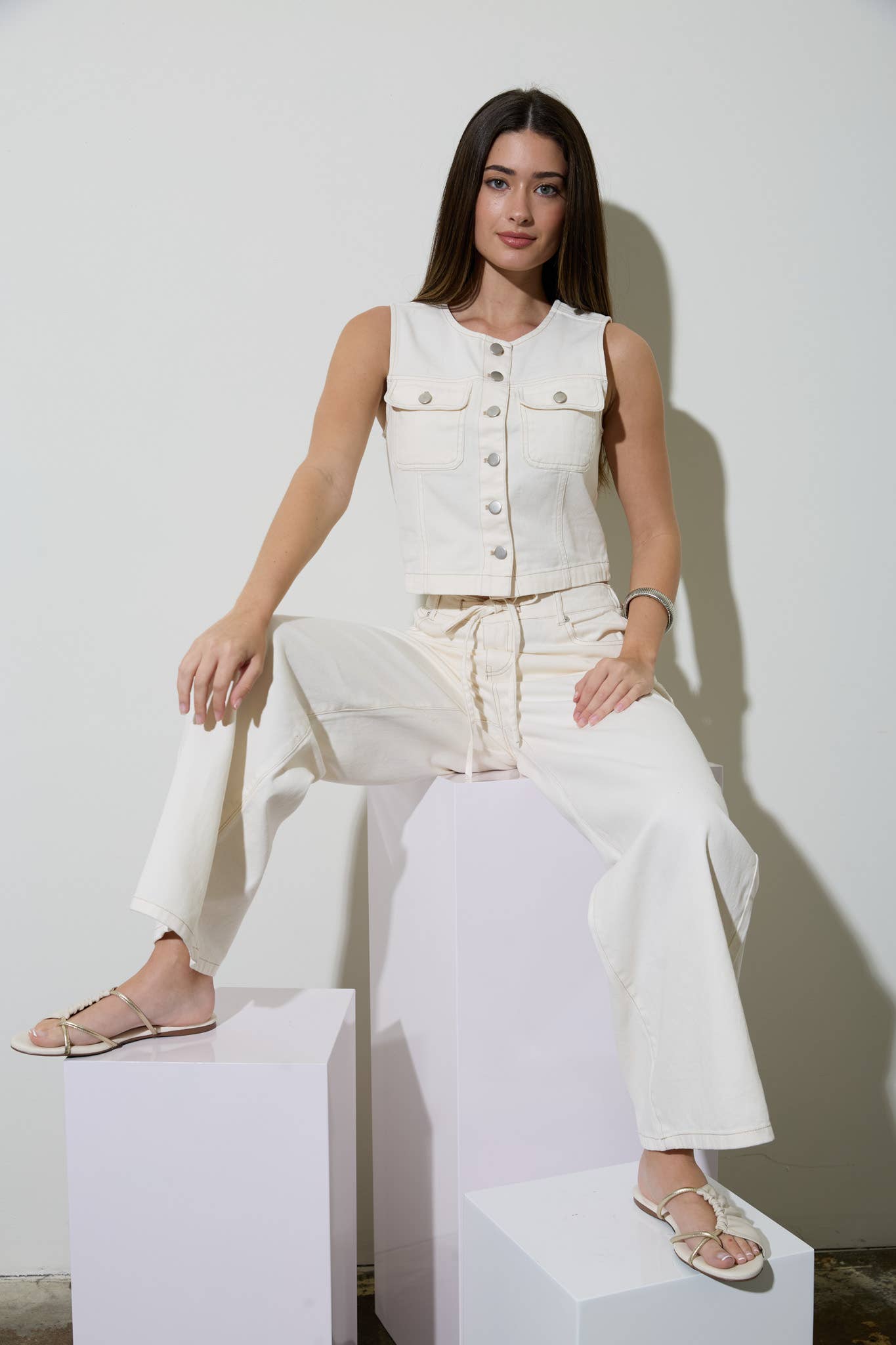 DRAWSTRING DENIM PANTS