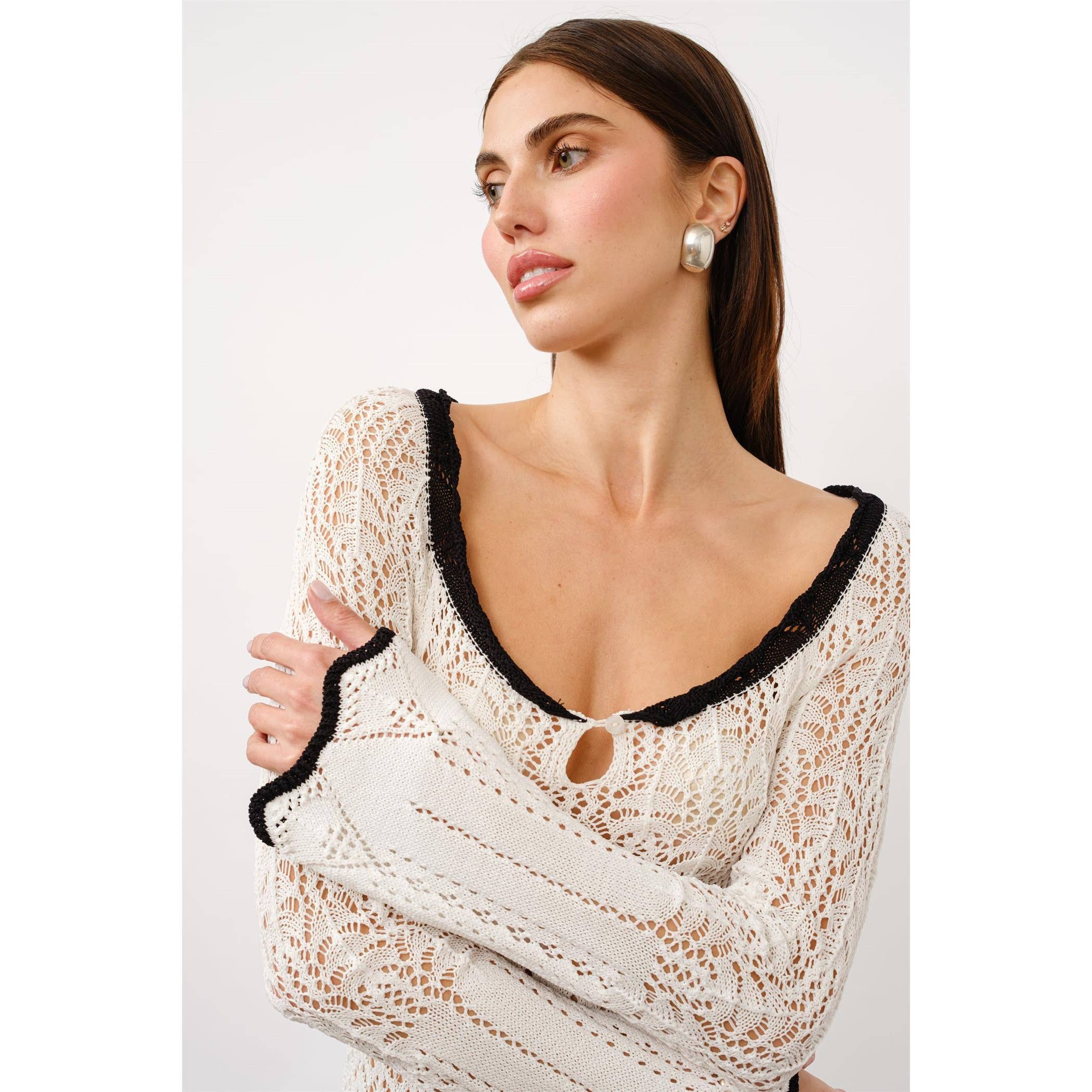 Seraphina Crochet Contrast Mini Dress