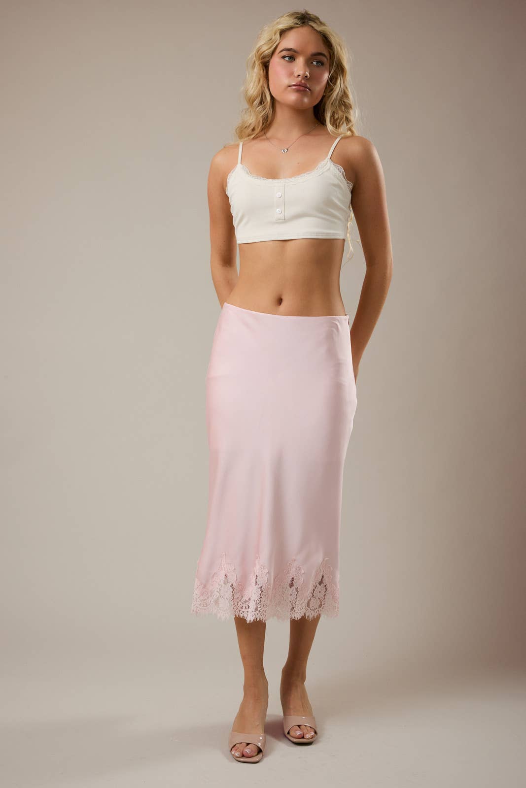 Pink Satin Skirt