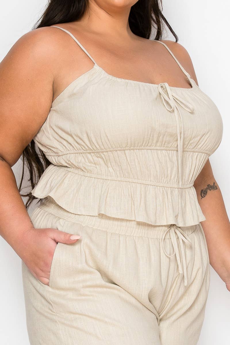 Plus Size Tiered Cami & Wide-Leg Pant Set